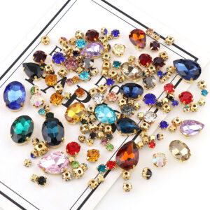 New DIY Colorful Zircon Claw Rhinestone Spacer Beads Loose Beads Hand-Sewn Rhinestone Jewelry Accessories Sewing Clothing Rhinestone Wedding Dress Rhinestone
