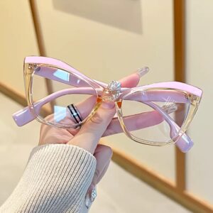 New Stylish Retro Trendy Butterfly Cat-Eye Frame Glasses for Men, Fashionable High-Value Prescription Anti-Blue Light Glasses Women
