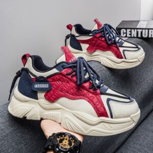 Spring 2026 New Black Trendy Thick-soled Sports Casual Shoes Student Fashion Handsome Dad Shoes Men's Street Photography
