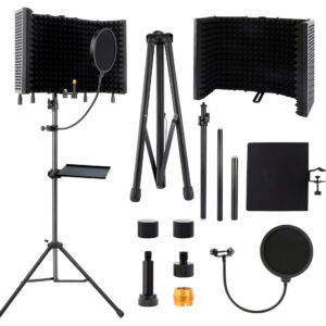 Microphone Recording Studio Metal Soundproof Cover, Sound-Absorbing Windscreen, Desktop Noise Reduction Microphone Foam, Anti-Pop Microphone Cover